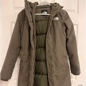 North face 550 army green parka